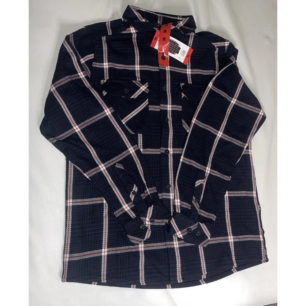 NWT Pacific Trail Flannel Shirt Men's M Blue Plaid Button Front 100% Cotton
